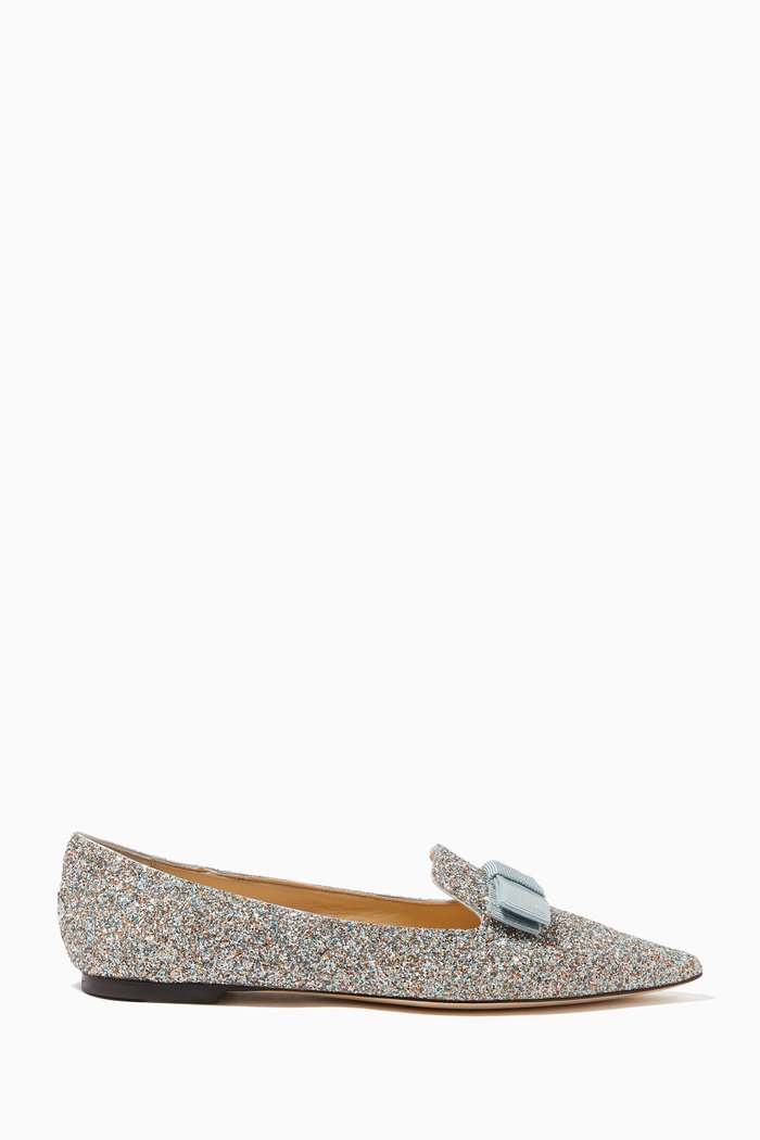

Gala Flats in Coarse Glitter Fabric, Silver