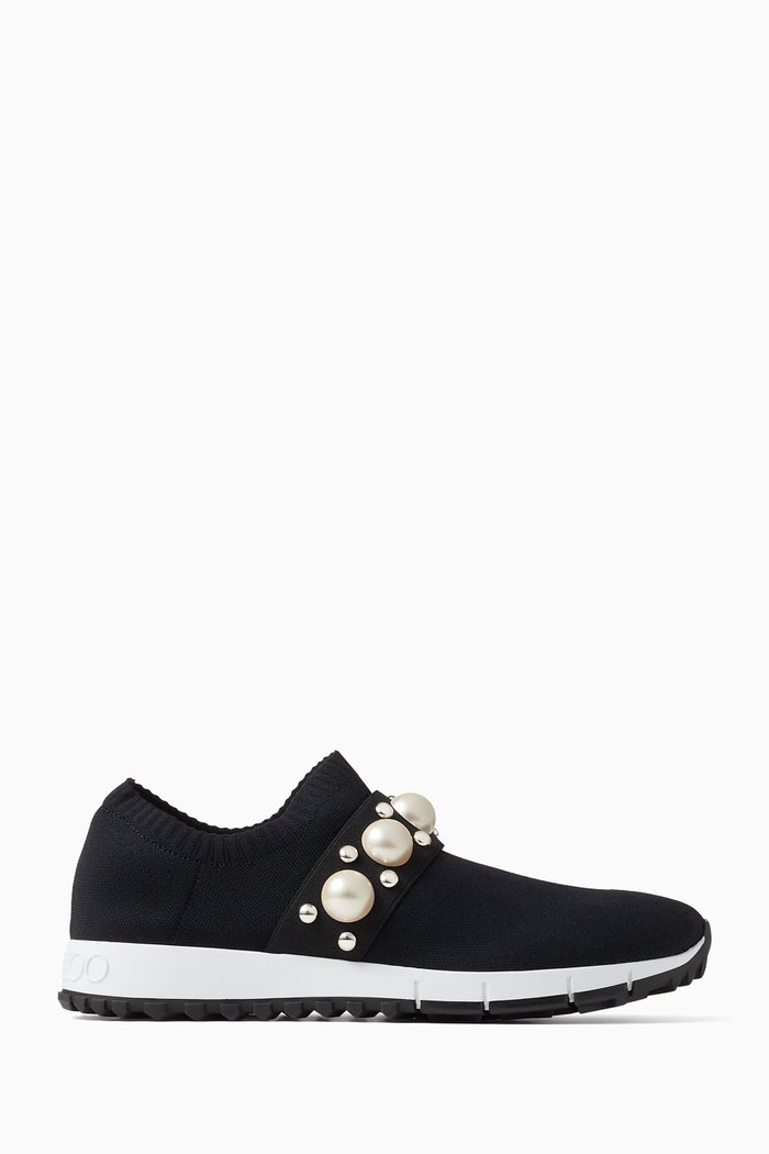 

Verona Trainers with Pearls & Studs in Knit, Black
