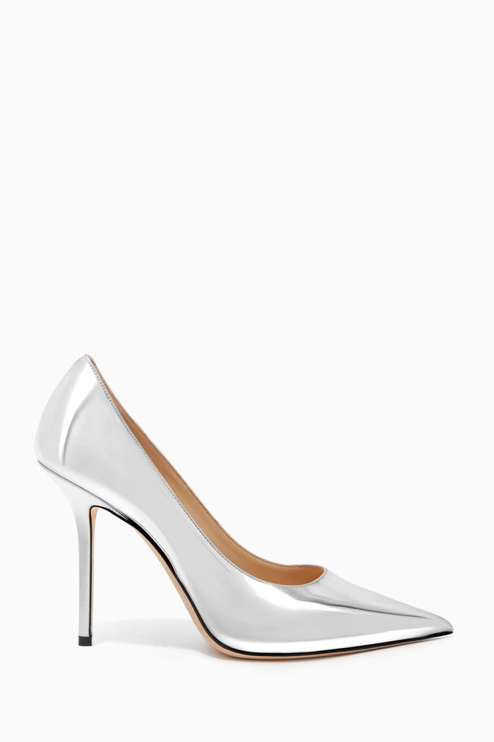 

Love 100 Pumps in Liquid Metal Leather, Silver