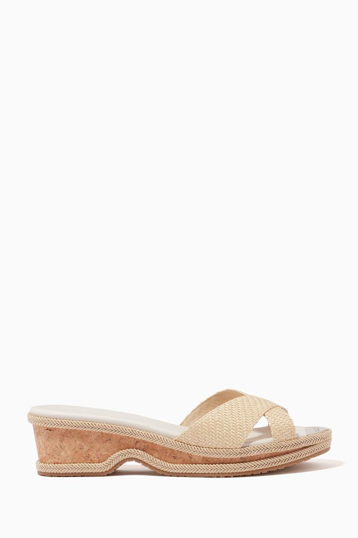 

Panna 50 Wedge Sandals in Raffia, Neutral
