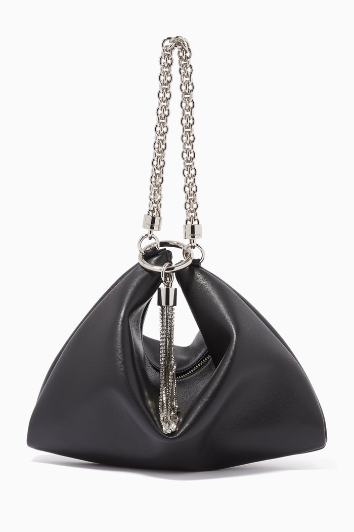 

Callie Clutch Bag with Crystal Tassel in Nappa, Black