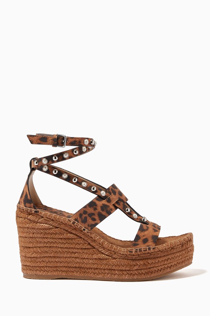 

Danica 110 Espadrille Wedges in Leopard-print Suede, Brown