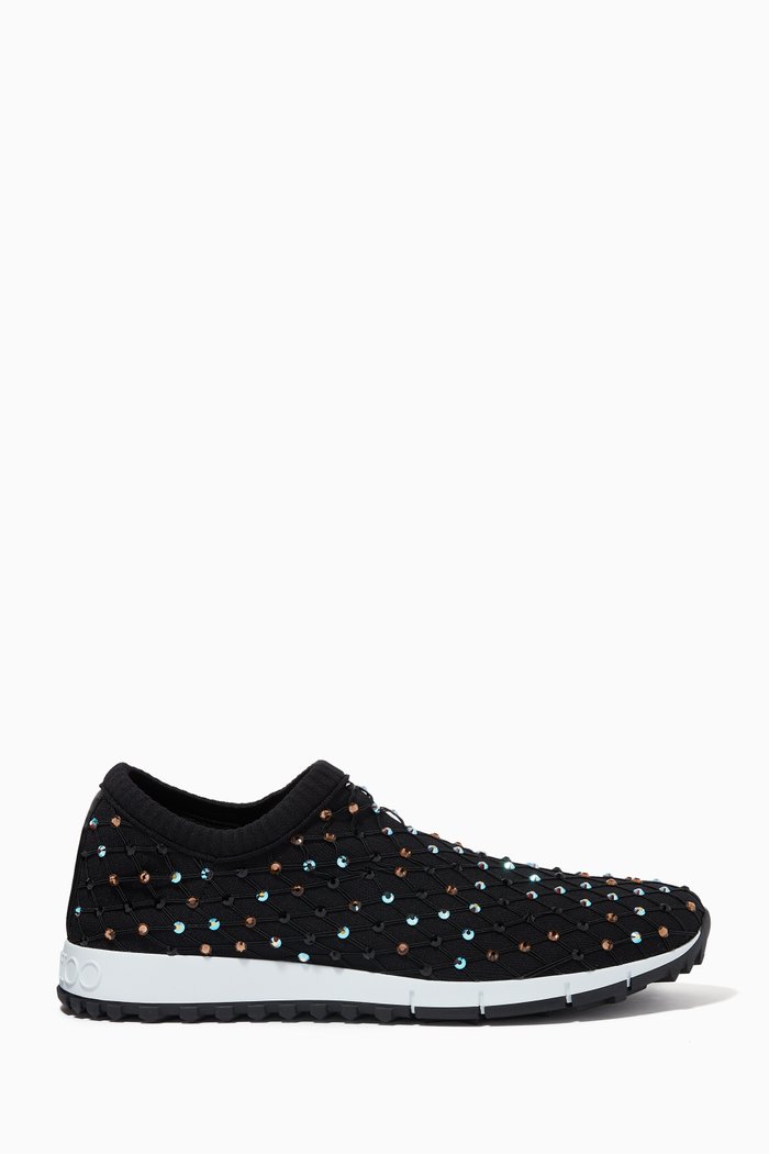 

Venezia Crystal Mesh Sneakers in Knit, Black