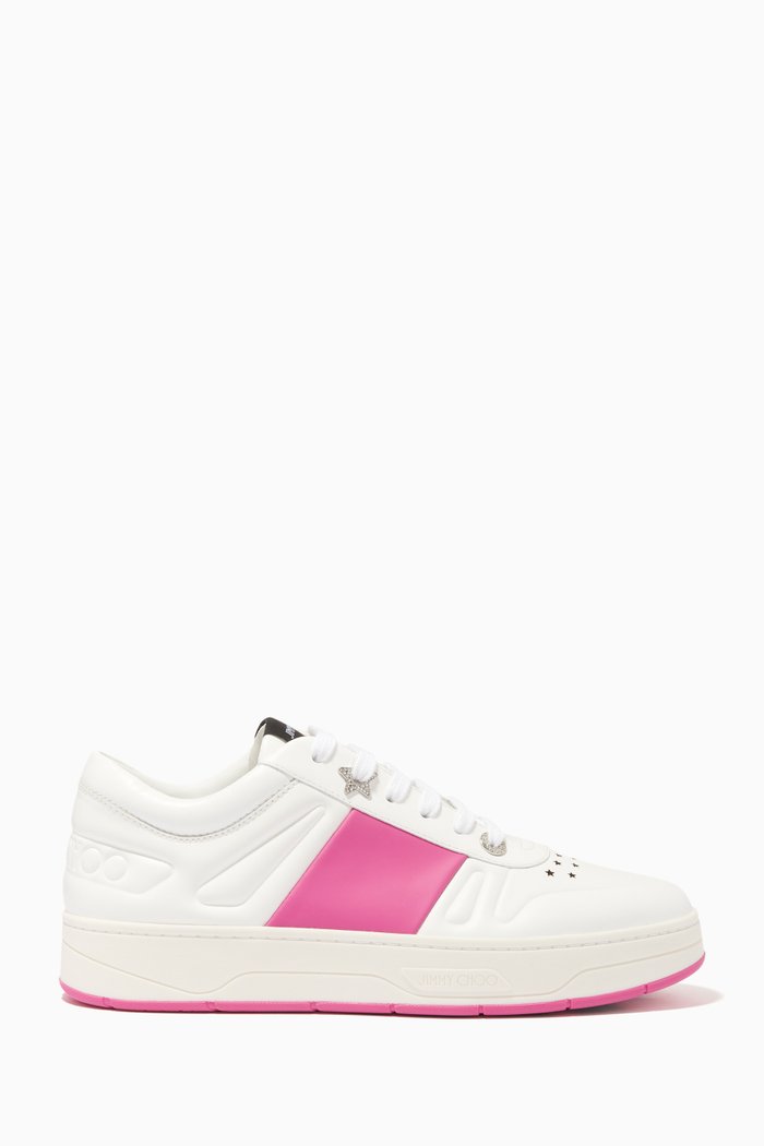 Hawaii/F Sneakers with Vinyl Stripe in Leather, White
