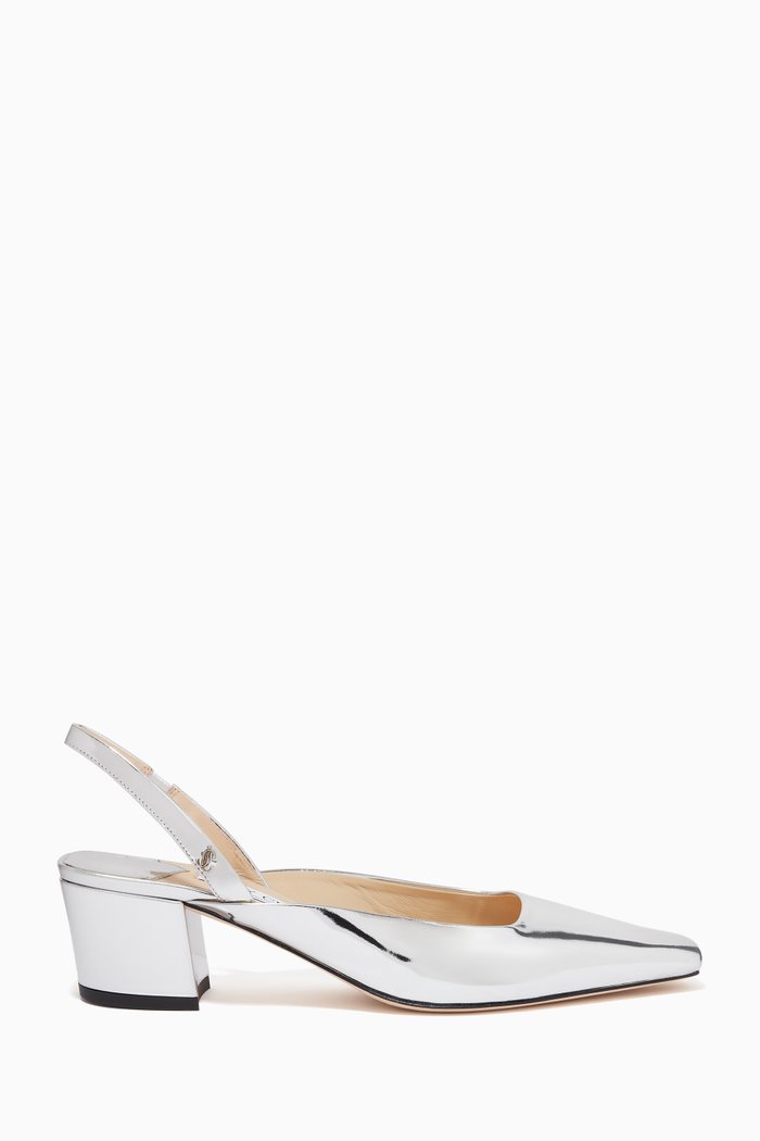 Gini 45 Pumps in Metallic Leather, Silver