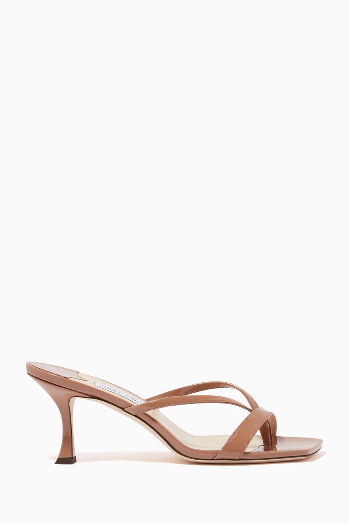 

Maelie 70 Thong Mules in Gel Patent Leather, Pink