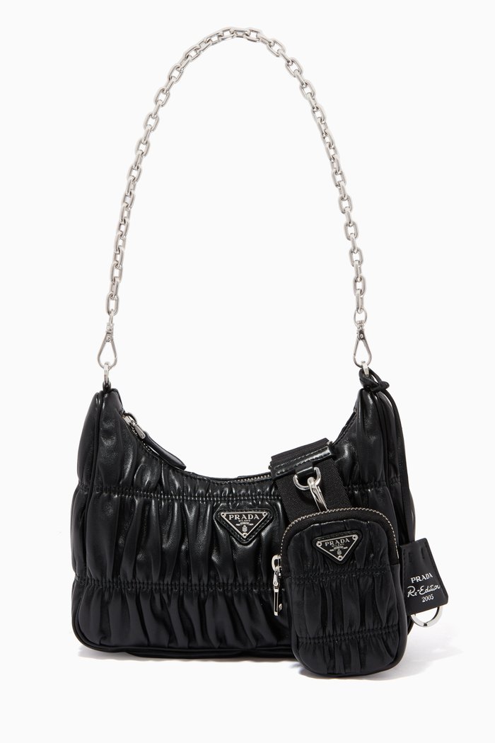 

Small Shoulder Bag in Nappa Gaufré, Black