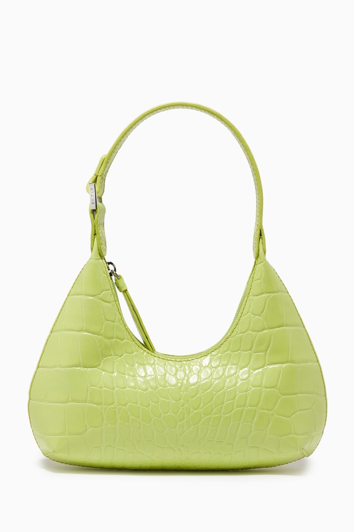 

Baby Amber Bag in Croco Embossed Leather, Green