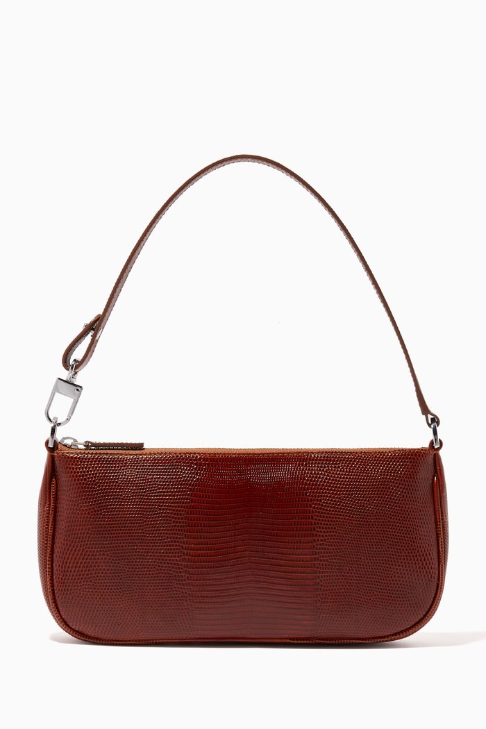 Rachel Bag in Lizard Embossed Leather, Brown