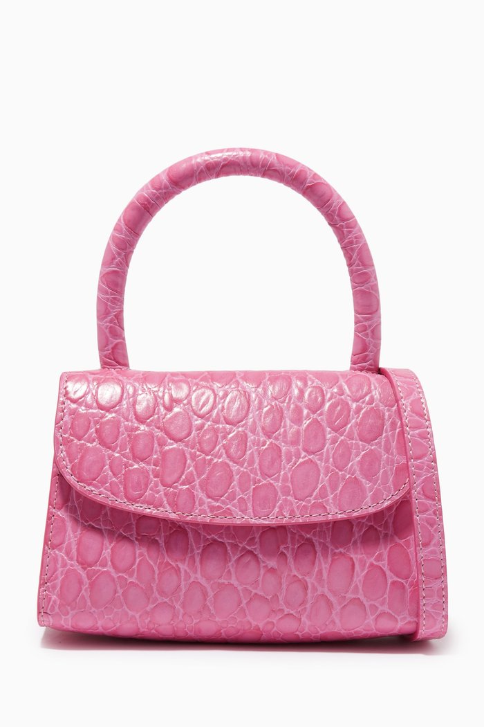 

Mini Bag in Circular Croco Embossed Leather, Pink