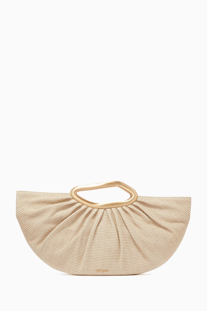 Jada Clutch in Raffia, Neutral