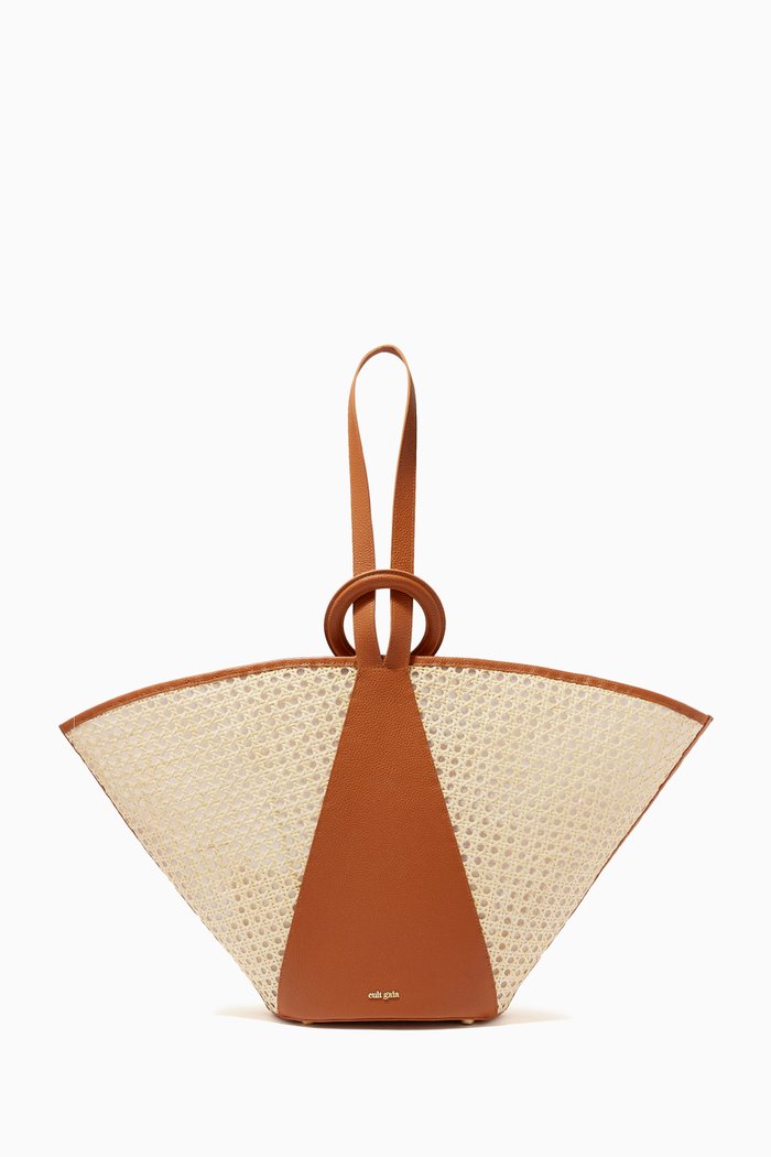 

Large Roksana Tote Bag in Rattan & Leather, Brown