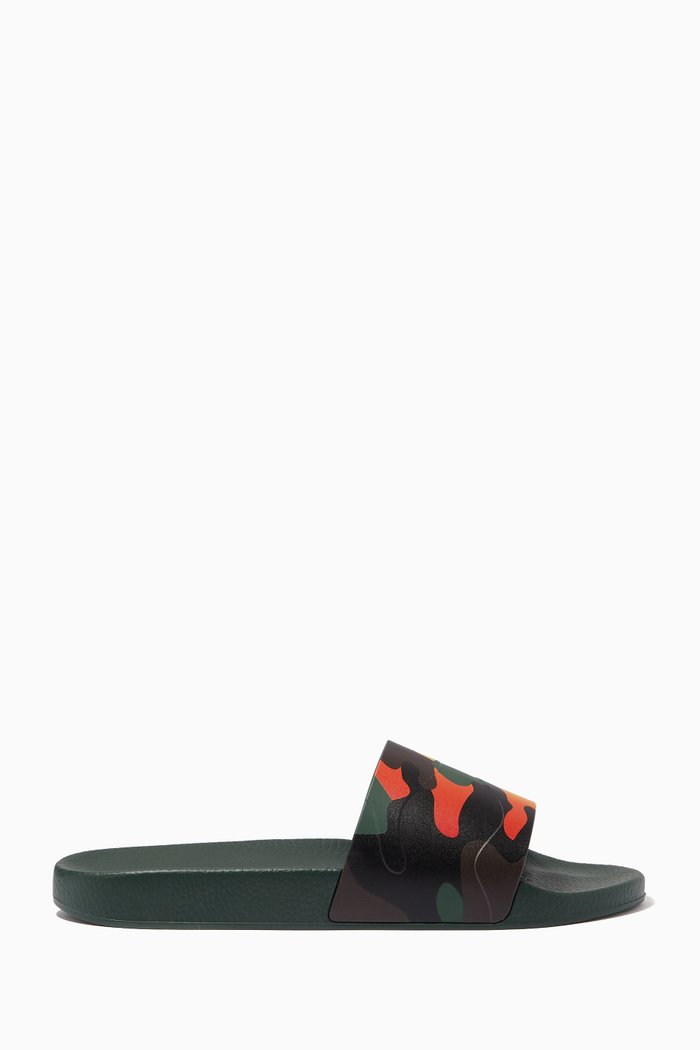 

Valentino Garavani Camouflage Slide Sandals in Rubber, Black