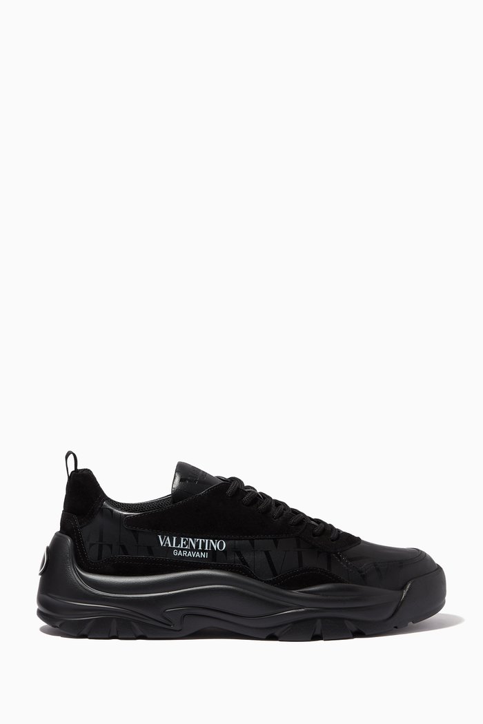 

Valentino Garavani VLTN TIMES Gumboy Sneakers in Calfskin & Suede, Black