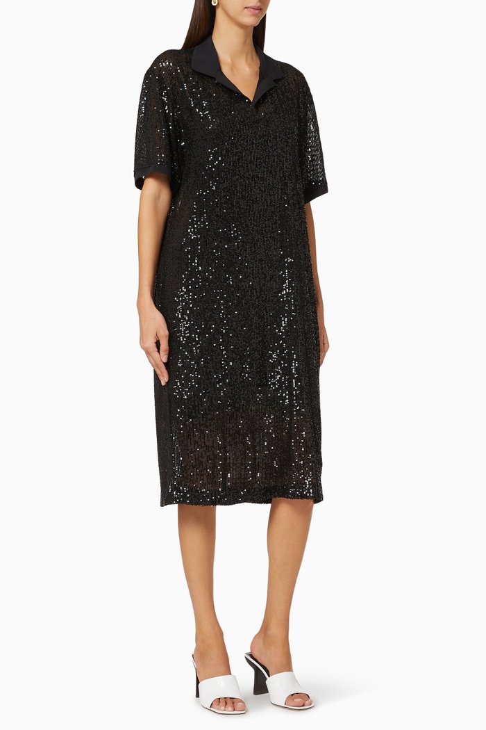 Tennis Embellished Dress, Black