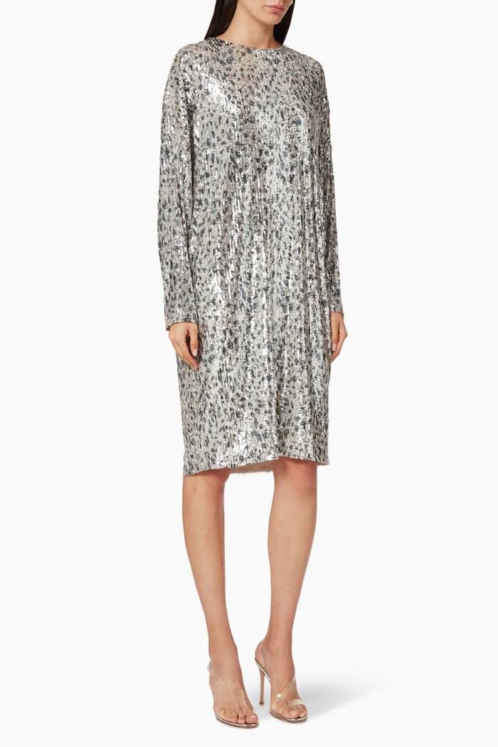 

Alexandra Embellished Leopard Dress, Silver