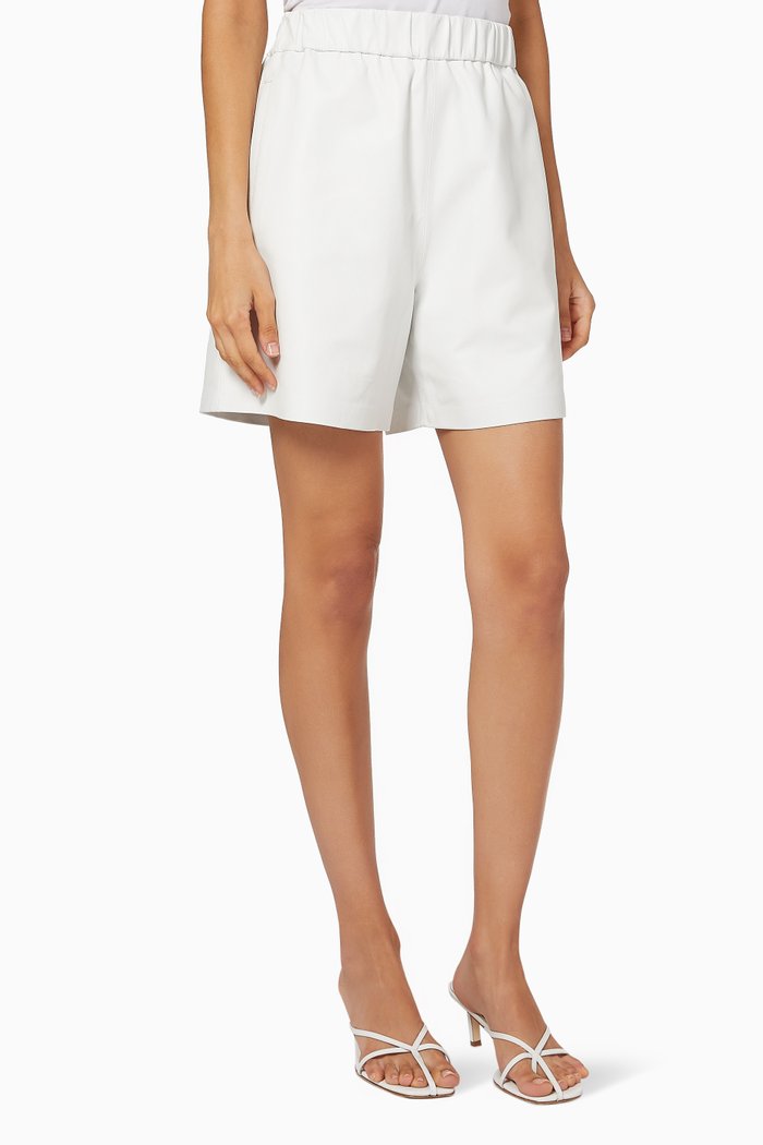 

Tove Leather Shorts, White