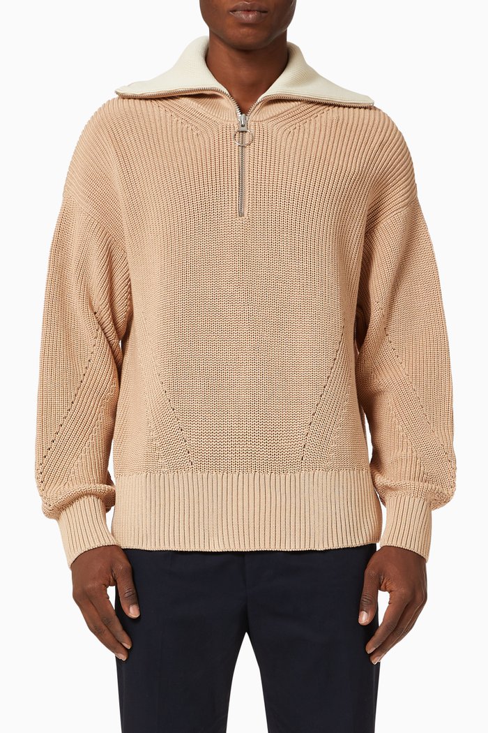 

Zipped Collar Organic Cotton Sweater, Neutral
