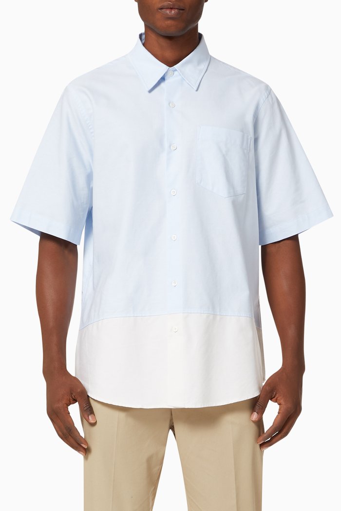 

Two-Toned Organic Cotton Oxford Shirt, Blue