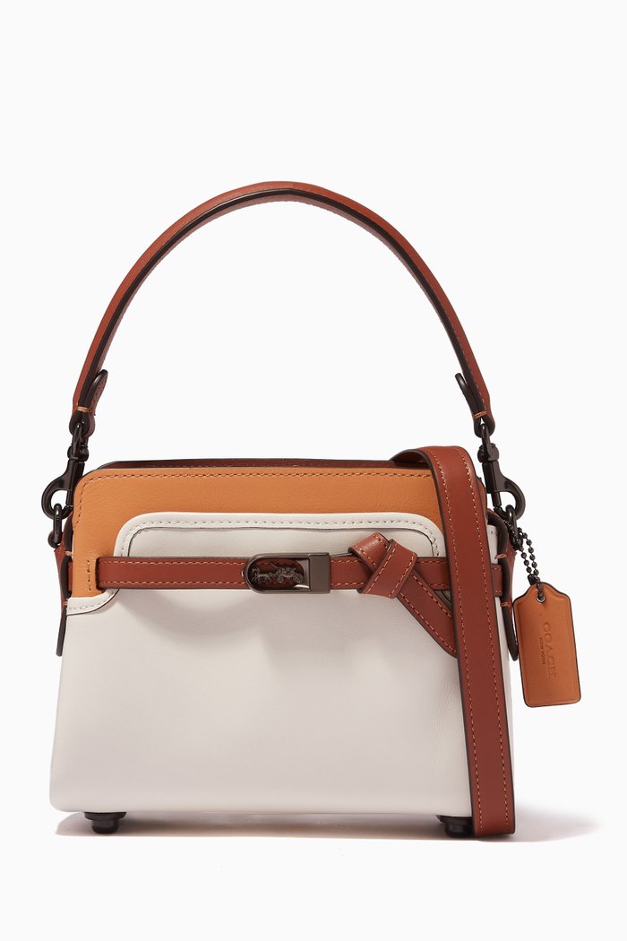 

Tate Carryall Bag in Colour-block Leather, White