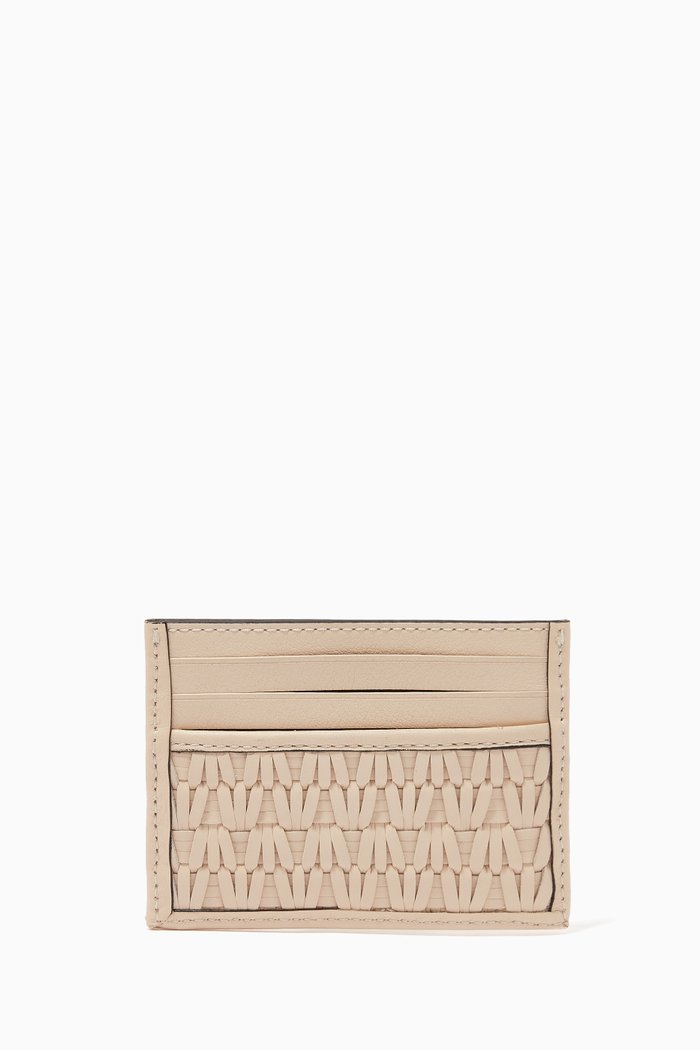 

Card Case in Woven Leather, Neutral