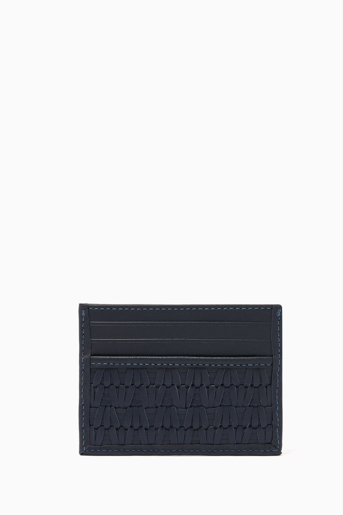 

Card Case in Woven Leather, Blue