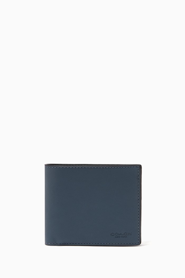 

3-in-1 Wallet in Colour-block Leather, Blue