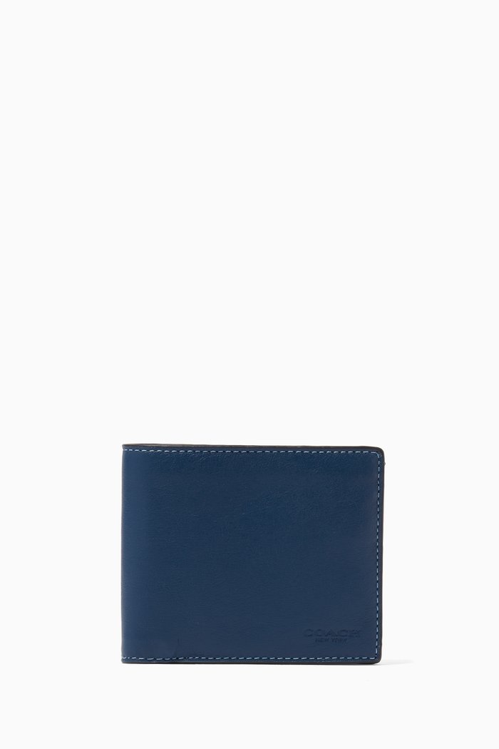 

3-in-1 Wallet in Colour-block Leather, Blue