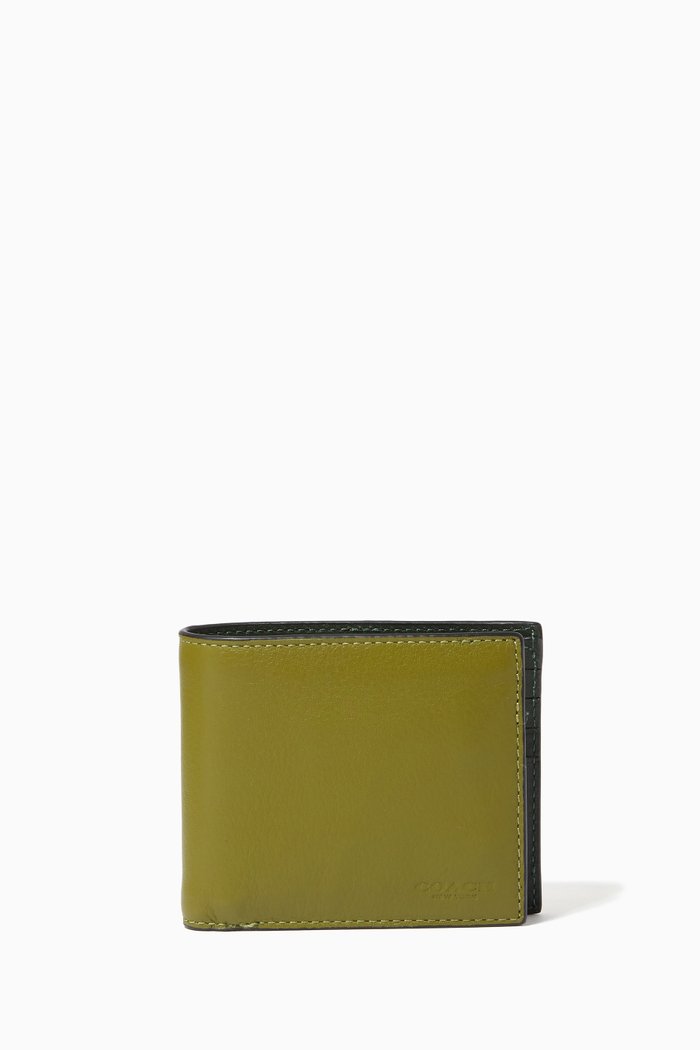 

3-in-1 Wallet in Colour-block Leather, Green
