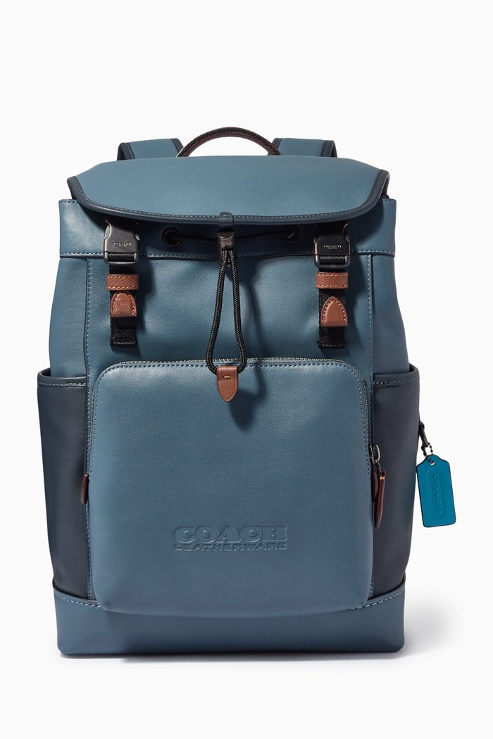 

League Flap Backpack in Colorblock Leather, Multicolour