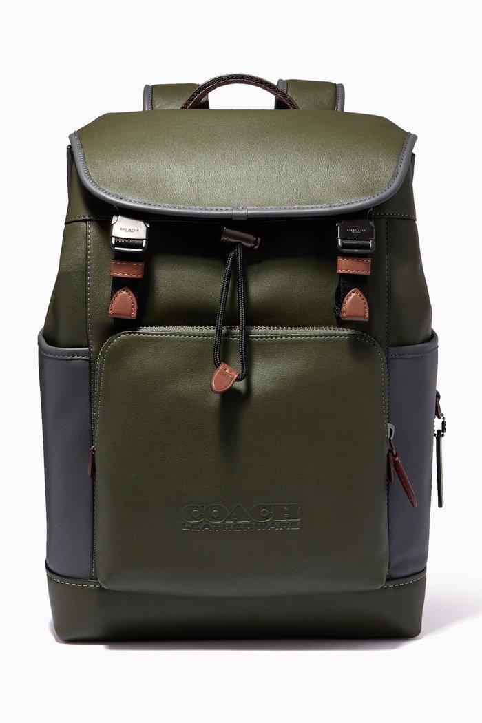 

League Flap Backpack in Colorblock Leather, Multicolour