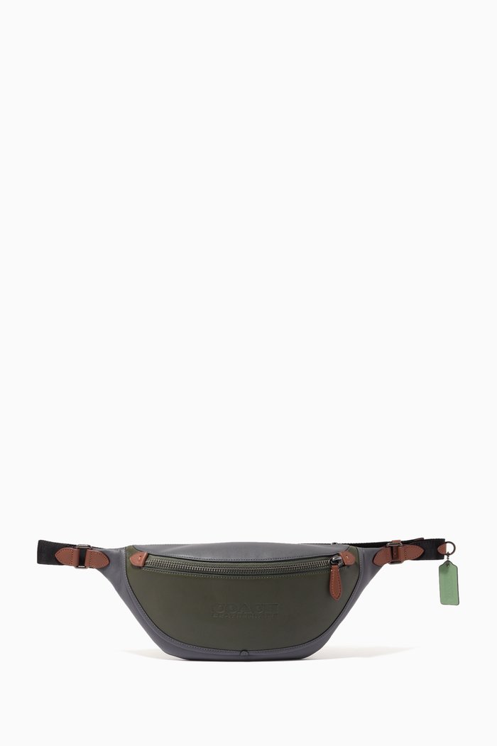 

League Belt Bag in Colourblock Leather, Multicolour