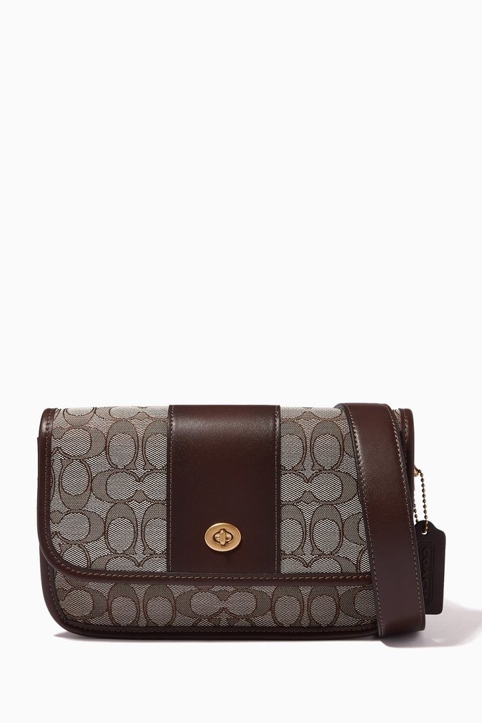 

Dinky 23 Crossbody Bag in Signature Jacquard & Leather, Brown