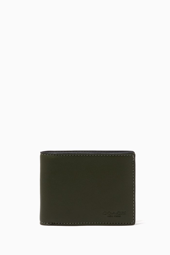 

Slim Billfold Wallet in Colour-block Leather, Multicolour