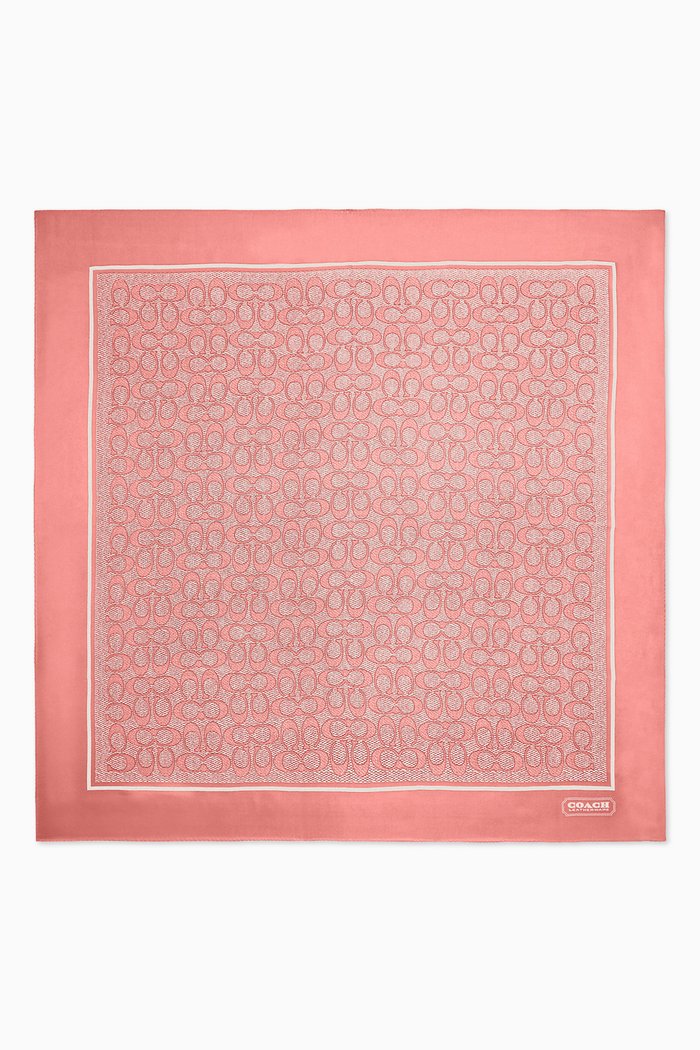 

Vintage Signature Print Square Scarf in Silk, Pink