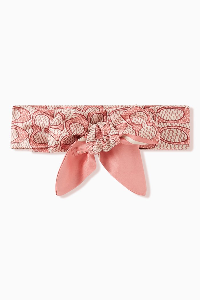 

Vintage Signature Print Skinny Scarf in Silk, Pink