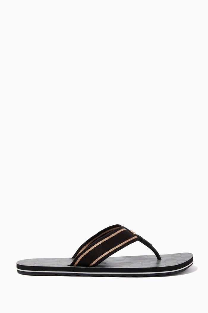 

Zoe Web Flip Flops in Signature Jacquard, Black