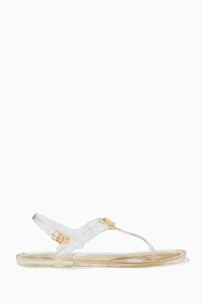 

Natalee Jelly Thong Sandals in Transparent Rubber, Silver