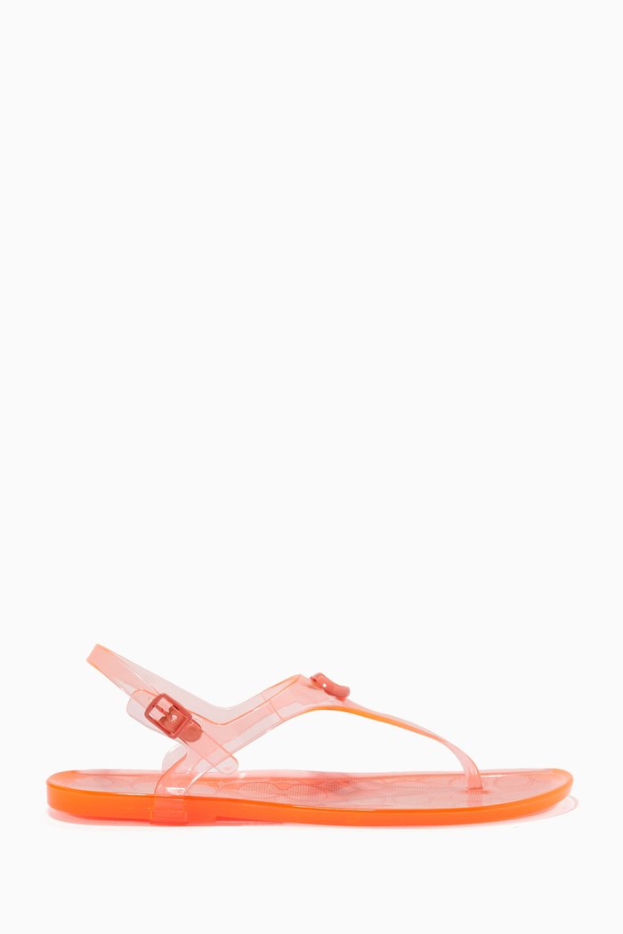 

Natalee Jelly Thong Sandals in Transparent Rubber, Orange