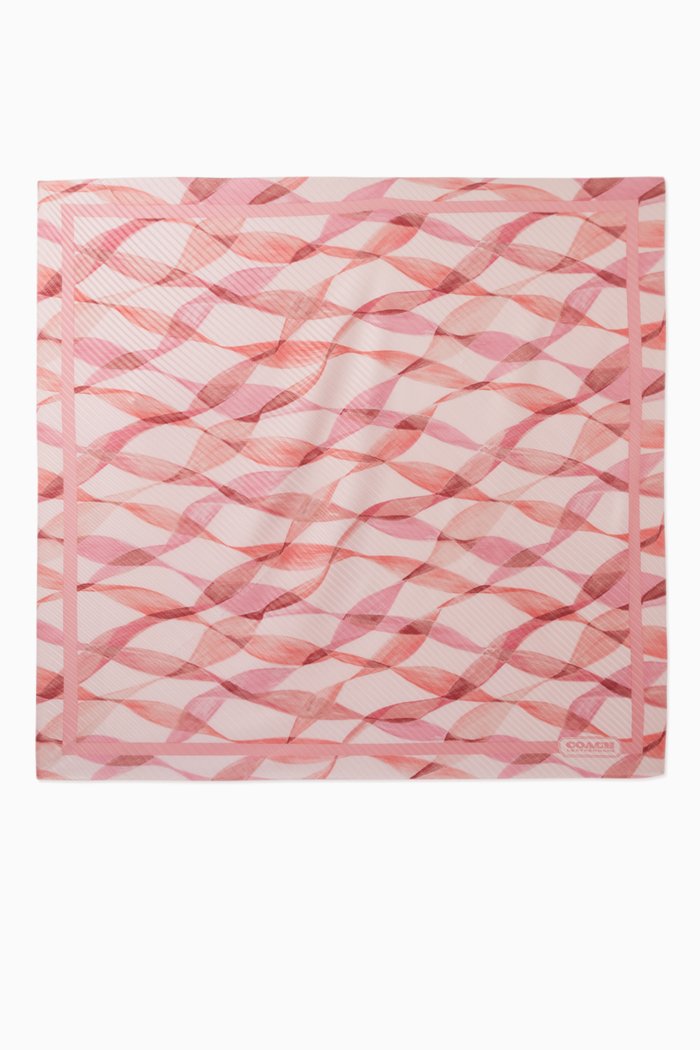 

Dreamy Ribbon Print Diamond Scarf, Pink