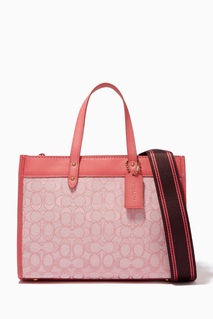 

Field Tote 30 in Signature Jacquard & Leather, Pink
