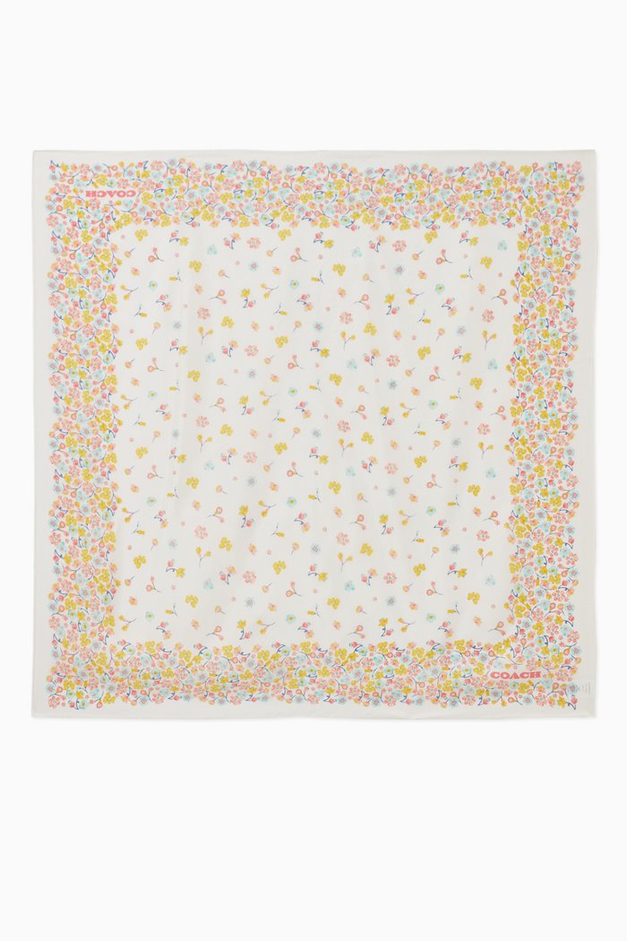 

Watercolour Floral Scarf in Silk, White