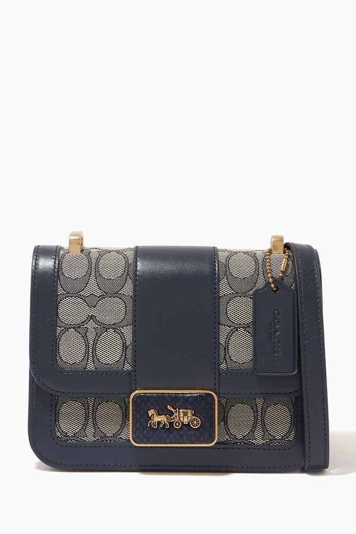 

Alie Shoulder Bag 18 in Signature Jacquard & Leather, Blue