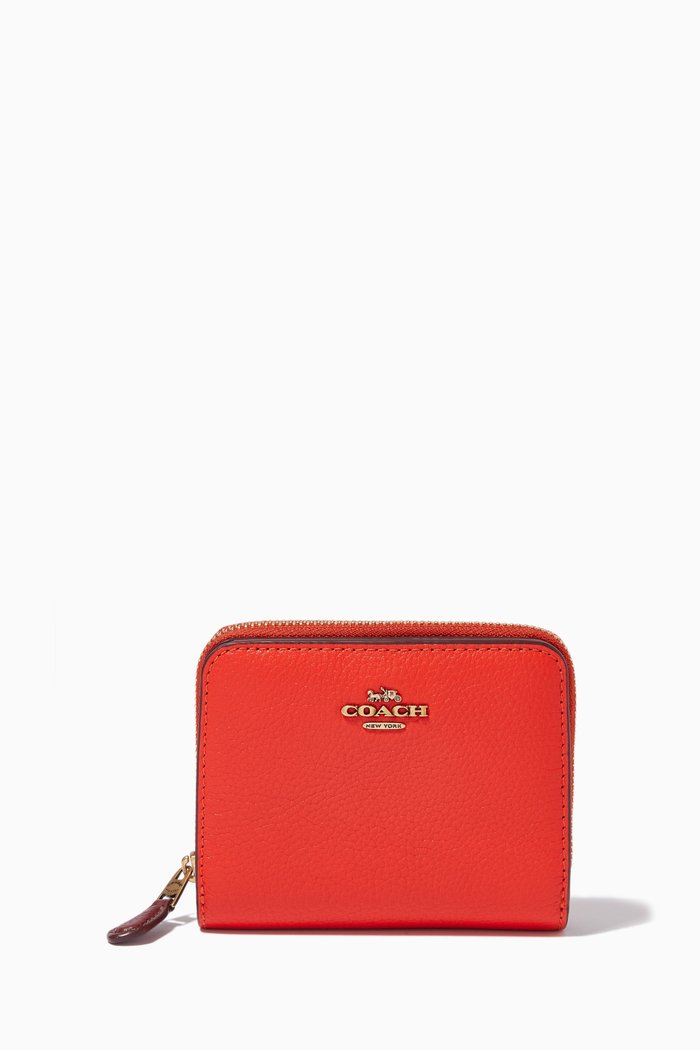 

Small Zip Colour-block Wallet in Crossgrain Leather, Red