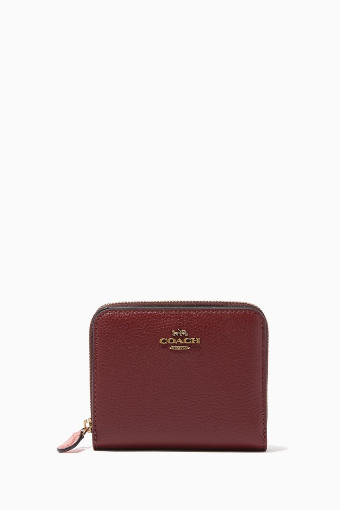 

Small Zip Wallet with Colour-block Interior in Crossgrain Leather, Red