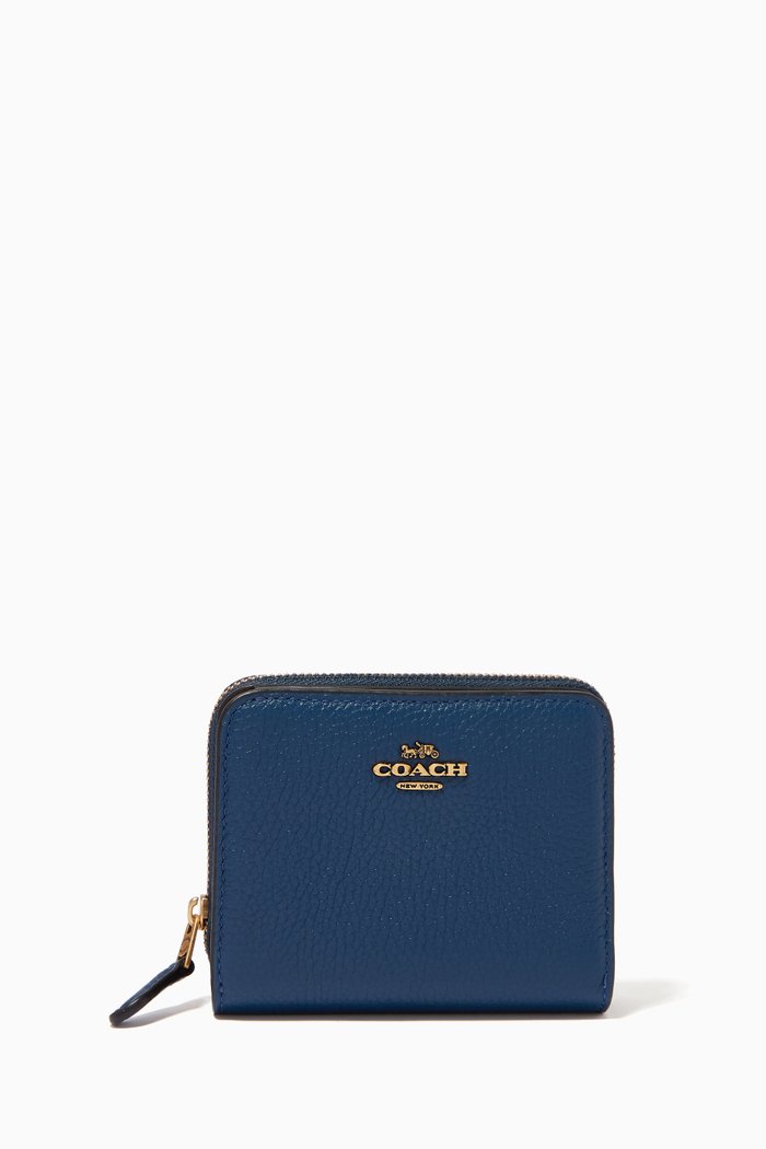 

Bi-Fold Wallet in Pebble Leather, Blue