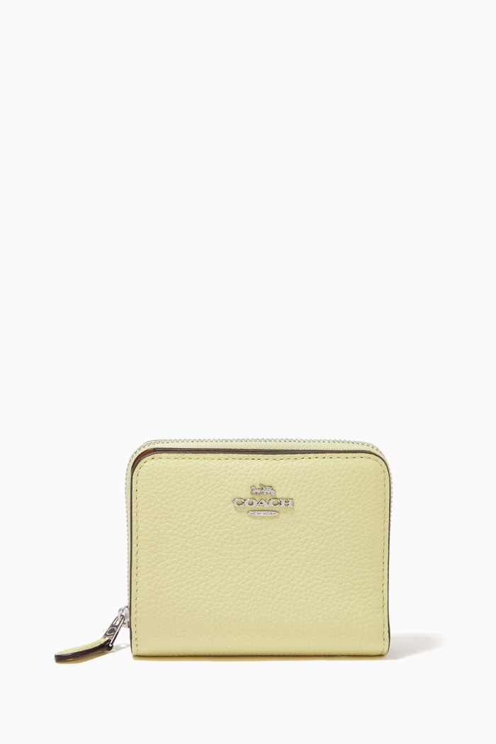 

Bi-Fold Wallet in Pebbled Leather, Yellow