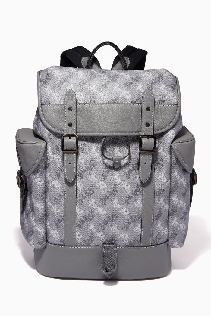

Hitch Backpack with Horse & Carriage Print in Canvas, Grey