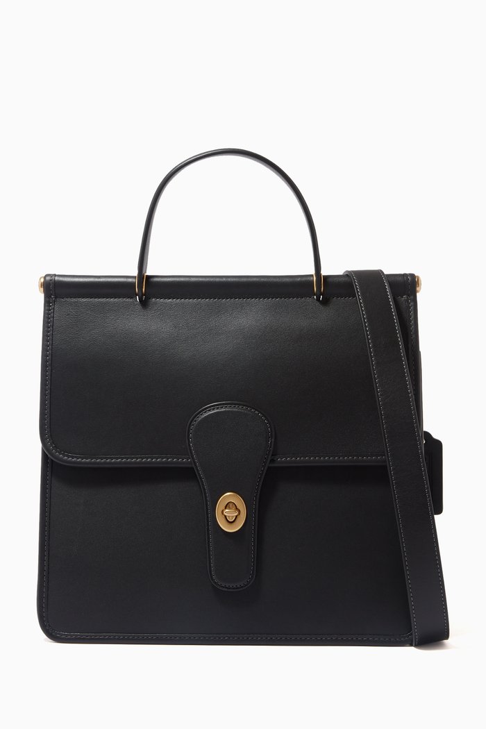 

Willis Top Handle Bag in Leather, Black
