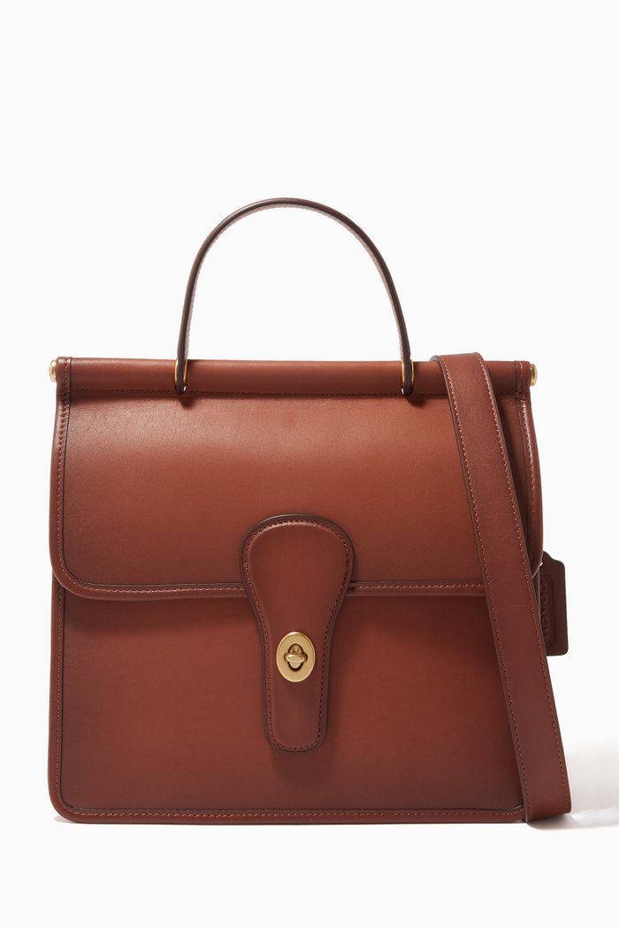 

Willis Top Handle Bag in Leather, Brown